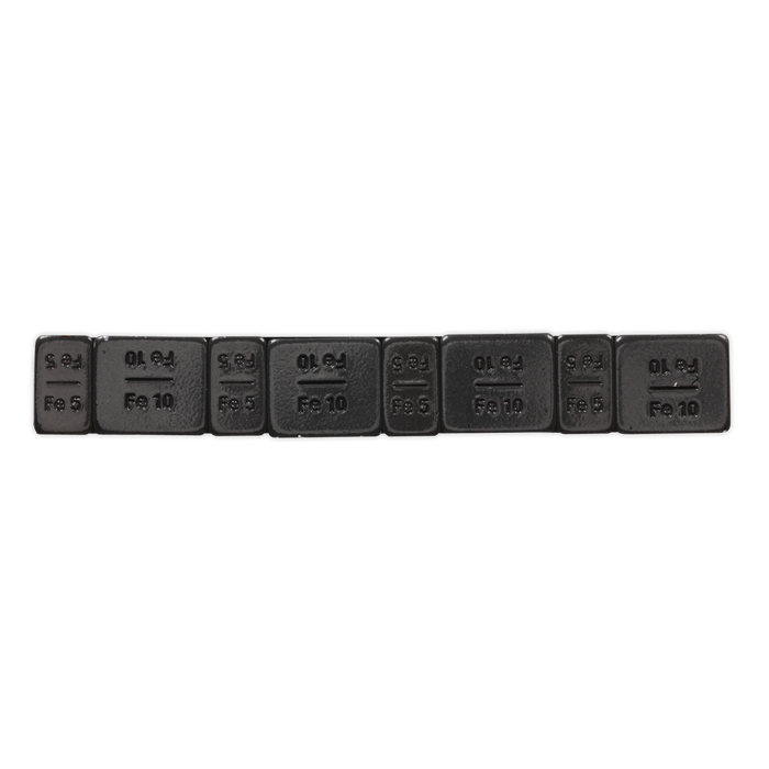 Black Steel Adhesive Wheel Weight 5/10g Strip of 8 - Pack of 50 | WWSA510B