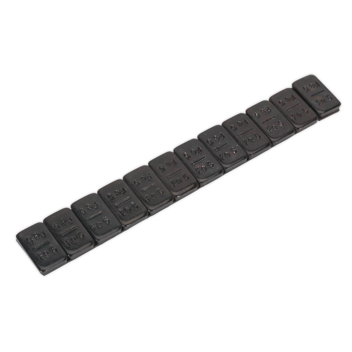 Black Steel Adhesive Wheel Weight 5g Strip of 12 - Pack of 50 | WWSA5B