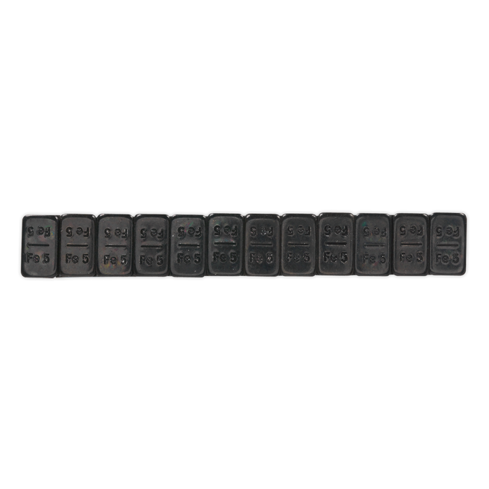 Black Steel Adhesive Wheel Weight 5g Strip of 12 - Pack of 50 | WWSA5B
