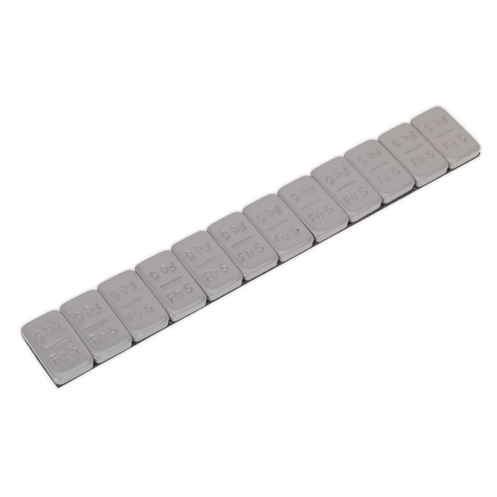 Plastic Coated Zinc Plated Steel Adhesive Wheel Weight 5g Strip of 12 - Pack of 100 | WWSA5PC