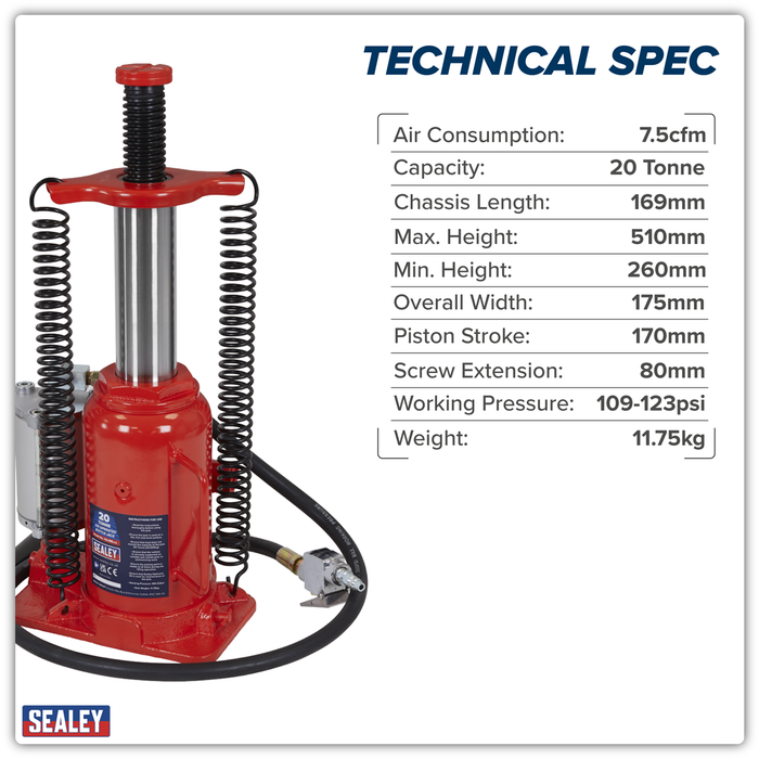 Air Operated Bottle Jack 20 Tonne | YAJ18S