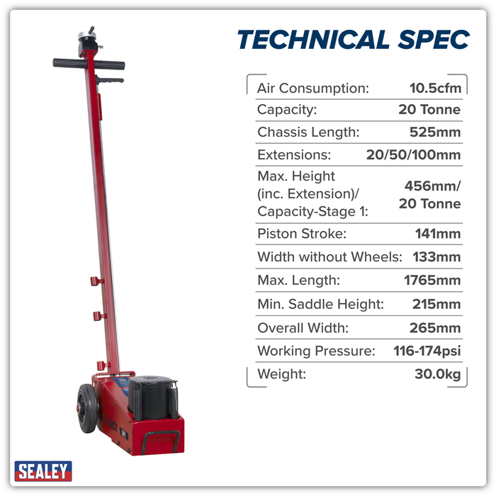 Air Operated Single Stage Jack 20 Tonne | YAJ201