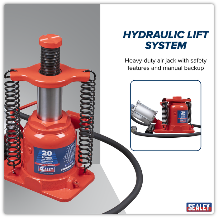 Low Profile Air Operated Hydraulic Bottle Jack 20 Tonne | YAJ20SLE