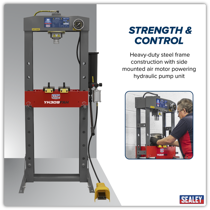 Premier Heavy-Duty Air/Hydraulic Floor Type Press with Foot Pedal 30 Tonne | YK309FAH