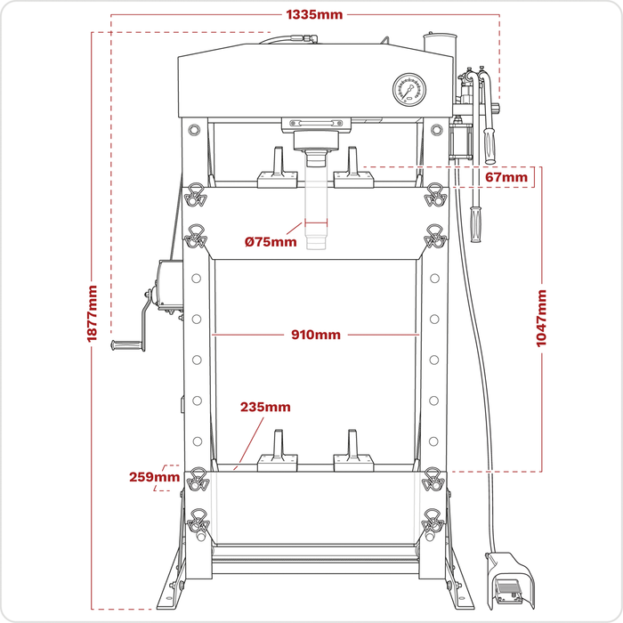 Premier Air/Hydraulic Floor Type Press with Foot Pedal 50 Tonne | YK509FAH