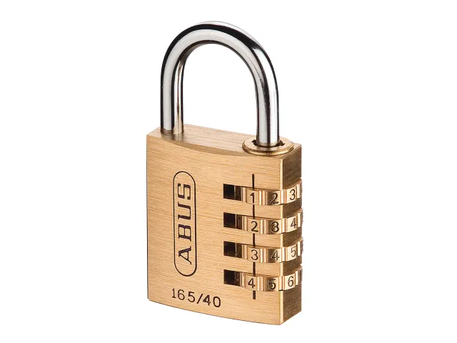 165/40 40mm Solid Brass Body Combination Padlock (4-Digit) Carded | Abus