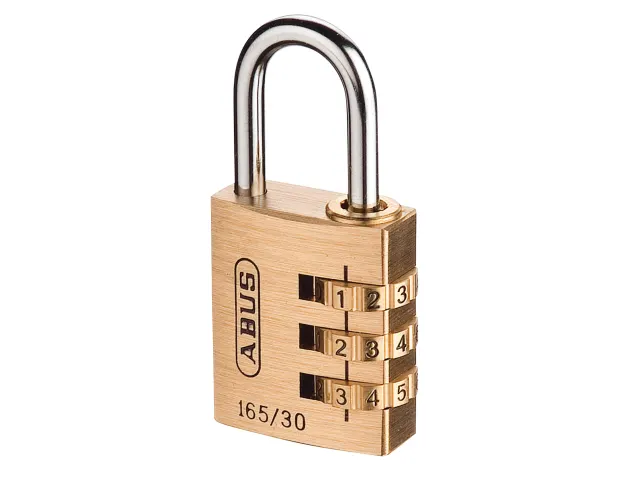 165/30 30mm Solid Brass Body Combination Padlock (3-Digit) Carded | Abus