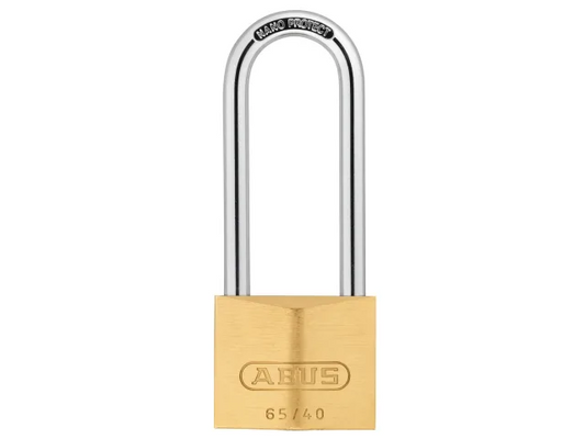 65/40mm Brass Padlock 63mm Long Shackle Carded | Abus