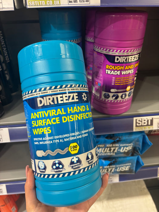 Dirteeze AntiViral Hand & Surface Disinfection Wipes, Tub of 200 Wipes | DHAVCL200