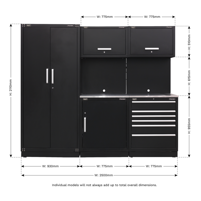 Sealey Premier 2.5 Metre Storage System - Stainless Worktop | APMSCOMBO1SS