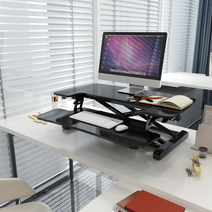 Dellonda 71cm Height Adjustable Standing Desk Converter (50cm Max Height) | Sealey