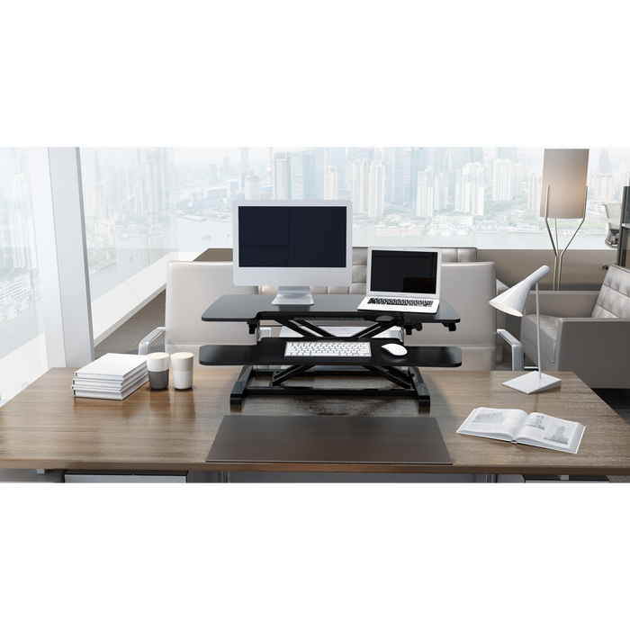 Dellonda 89cm Height Adjustable Standing Desk Converter (50cm Max Height) | Sealey