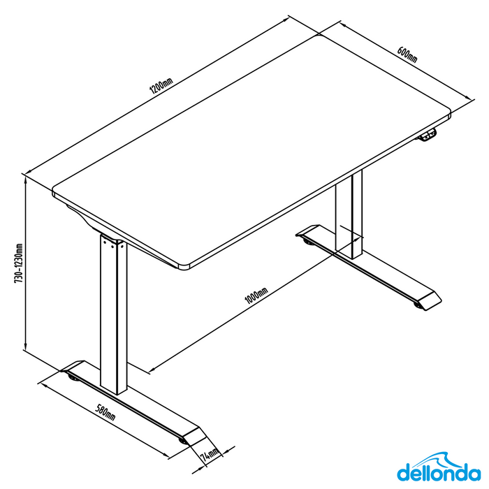 Dellonda Oak Electric Adjustable Office Desk, Standing Desk (1200 x 600mm) | Sealey