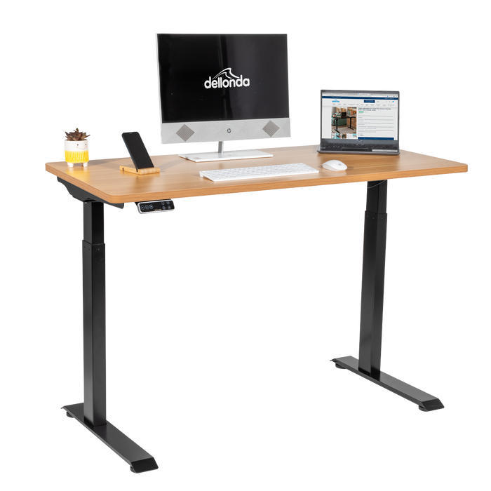 Dellonda Oak Electric Adjustable Office Desk, Standing Desk (1200 x 600mm) | Sealey