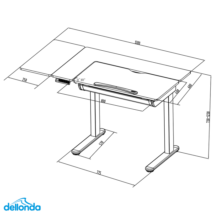 Dellonda Oak Electric Drafting Desk, Sit/Standing Desk 0-40° | Sealey