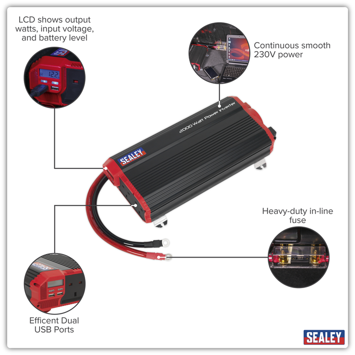 Modified Sine Wave Power Inverter 2000W 12V | PI2000