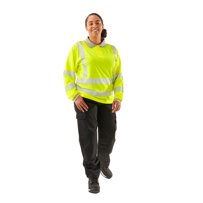 Supertouch Ladies Hi-Vis Yellow Jaya Birds Eye Polo | SHV-L3014