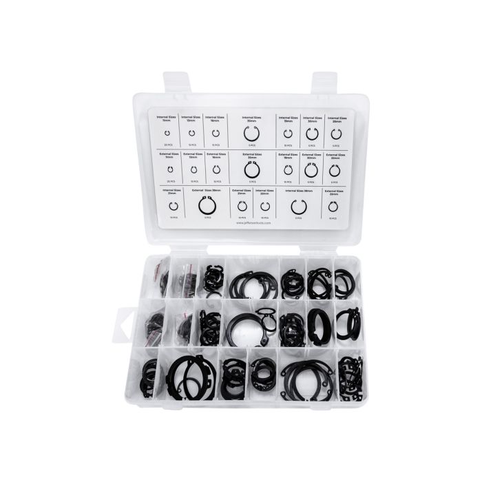 Jefferson 200 Piece Metric Internal & External Circlip Assortment Kit | JEFABXCIR200M