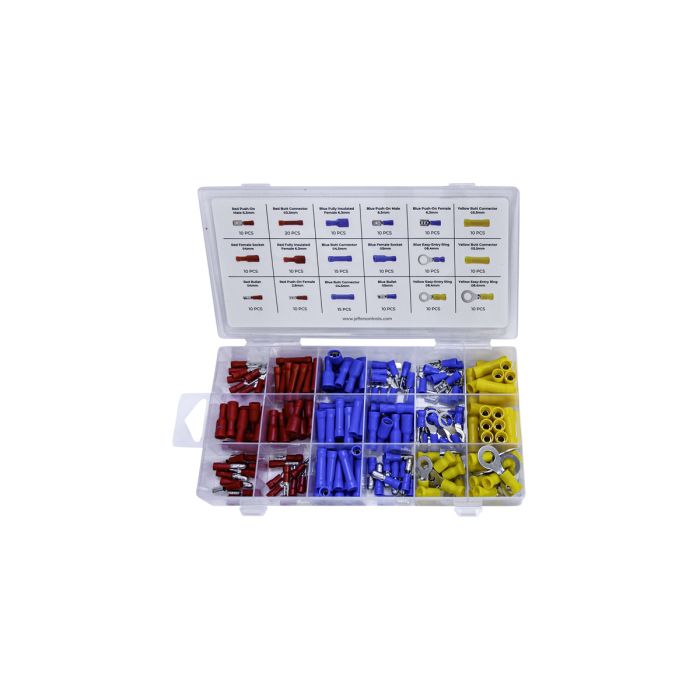 Jefferson 200 Piece Blue, Red & Yellow Crimp Terminal Assortment Kit | JEFABXCRT200
