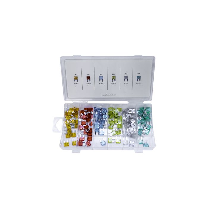 Jefferson 120 Piece Mini Auto Fuse Assortment Kit | JEFABXMAF120