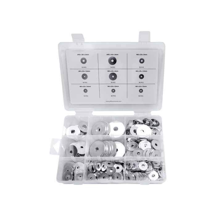 Jefferson 240 Piece Zinc Plated Metric Repair Washer Assortment Kit M5-M10 | JEFABXPRW240