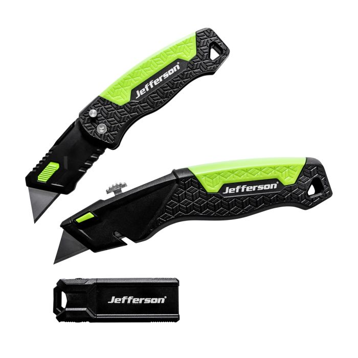 Jefferson Professional 2 Piece Folding Utility Knife Set (+20 Spare Blades) | JEFKFFDUT02