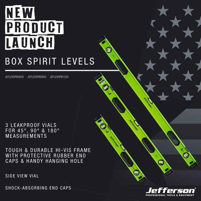 Jefferson Tools 1200mm Box Spirit Level | JEFLEVSPB1200