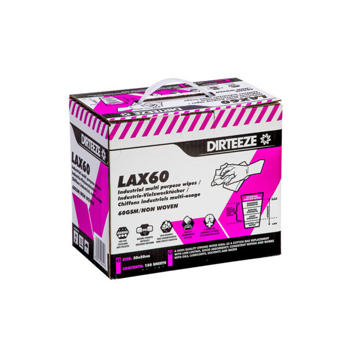 LAX60 Wipes (Box of 150 Sheets) | Dirteeze
