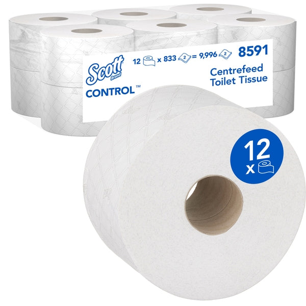 Centrefeed Toilet Tissue White 2 Ply Pack of 12 | Scott