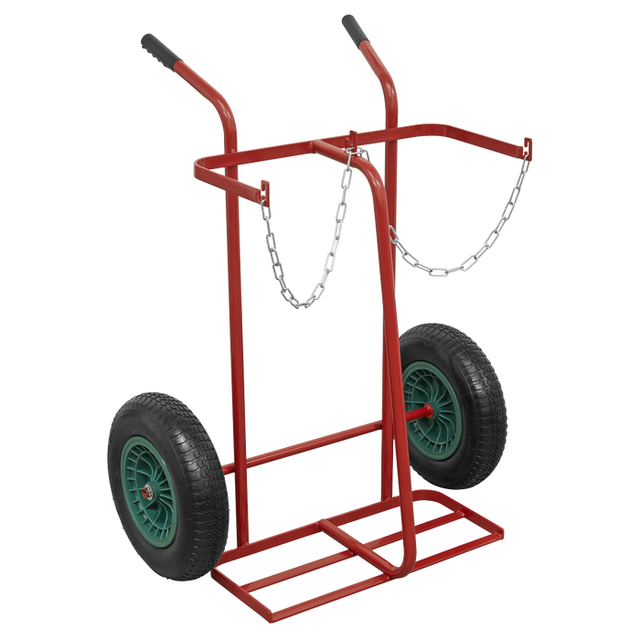 Welding & Gas Bottle Trolley With Pneumatic Tyres - 2 Bottle Capacity | Sealey