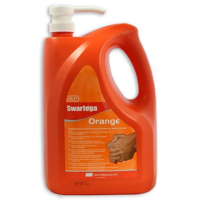 Swarfega Orange Heavy Duty Hand Cleaner With Pump (4 x 4L Bottle) | SWASOR4LMP-4