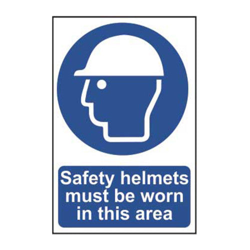 PVC Safety Helmets Worn Sign Self Adhesive | 200 x 300mm