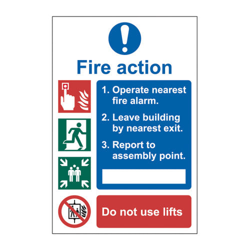 PVC Fire Action Procedure Self Adhesive Sign | 200 x 300mm