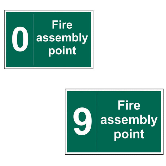 Centurion PVC Fire Assembly Point Sign 0-9, 300 x 200mm | 1206