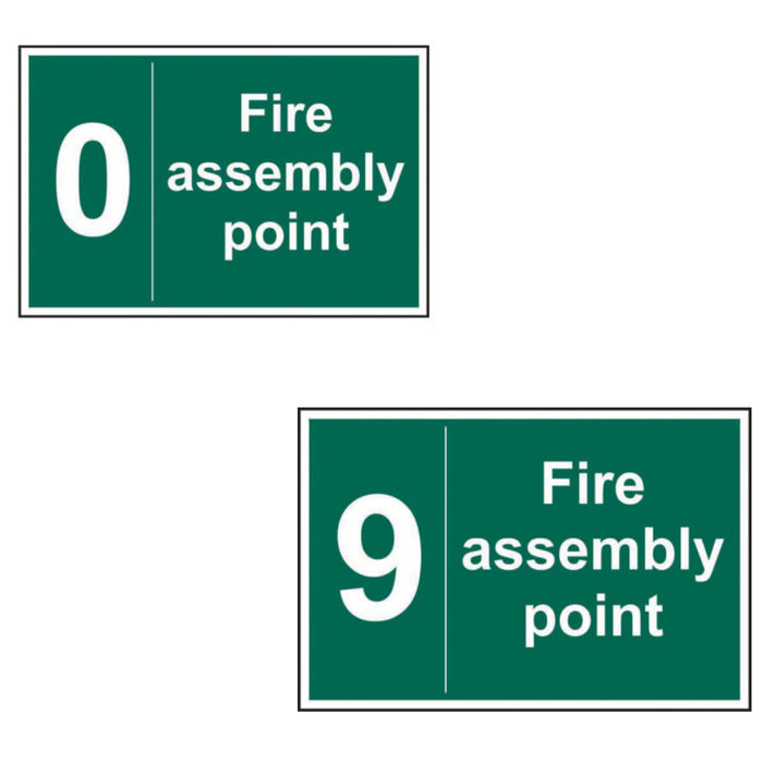 PVC Fire Assembly Point Sign 0-9 | 300 x 200mm