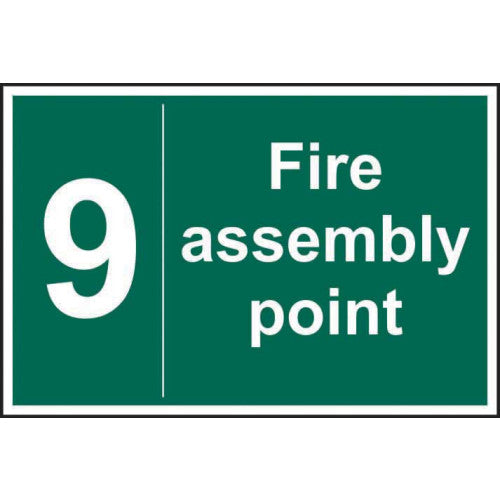 PVC Fire Assembly Point Sign 0-9 | 300 x 200mm