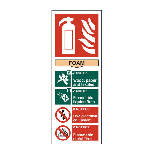 PVC Fire Extinguisher Self Adhesive Assorted Signs | 75 x 200mm