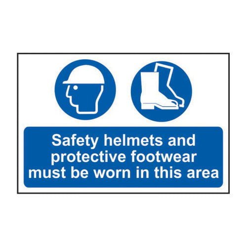 PVC Helmets & Footwear Self Adhesive Sign | 600 x 400mm