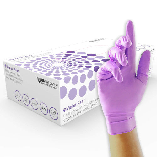 Unigloves Disposable Long Lasting Nitrile Gloves Full Pearl Range (15 Colours) | GP00