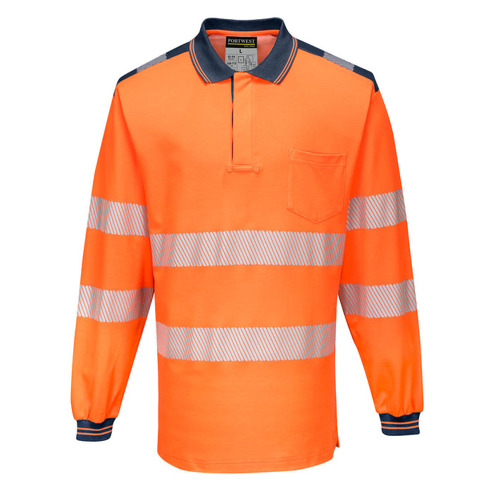 Portwest PW3 Hi-Vis Cotton Comfort Polo Shirt Long Sleeved | T184