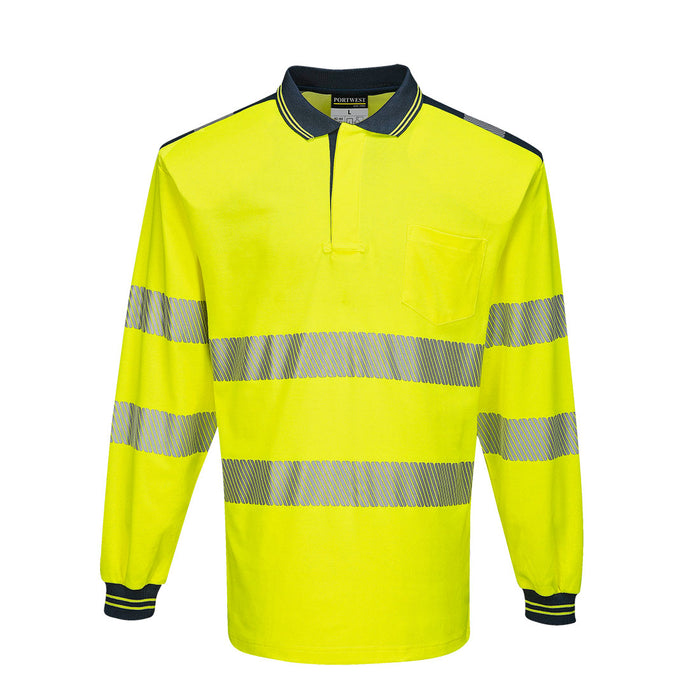 Portwest PW3 Hi-Vis Cotton Comfort Polo Shirt Long Sleeved | T184