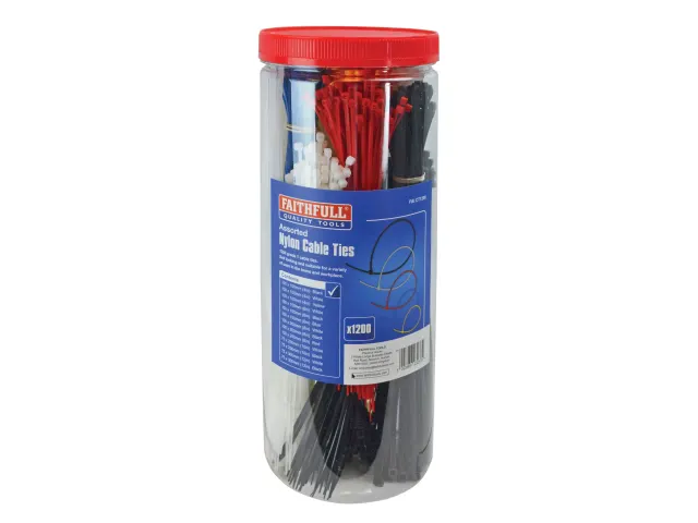 Cable Tie & Zip Tie Barrel (Pack of 1200) | Faithfull Tools