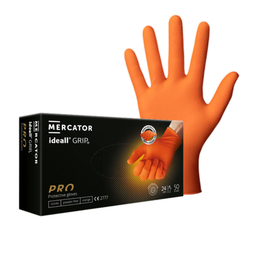 IDG Ideall Grip Strong Nitrile Gloves Orange | Mercator